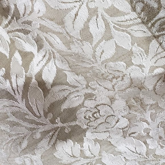 SOLD Vtg Curtain Panels Tan Damask Floral 76x83 - Picture 8 of 8